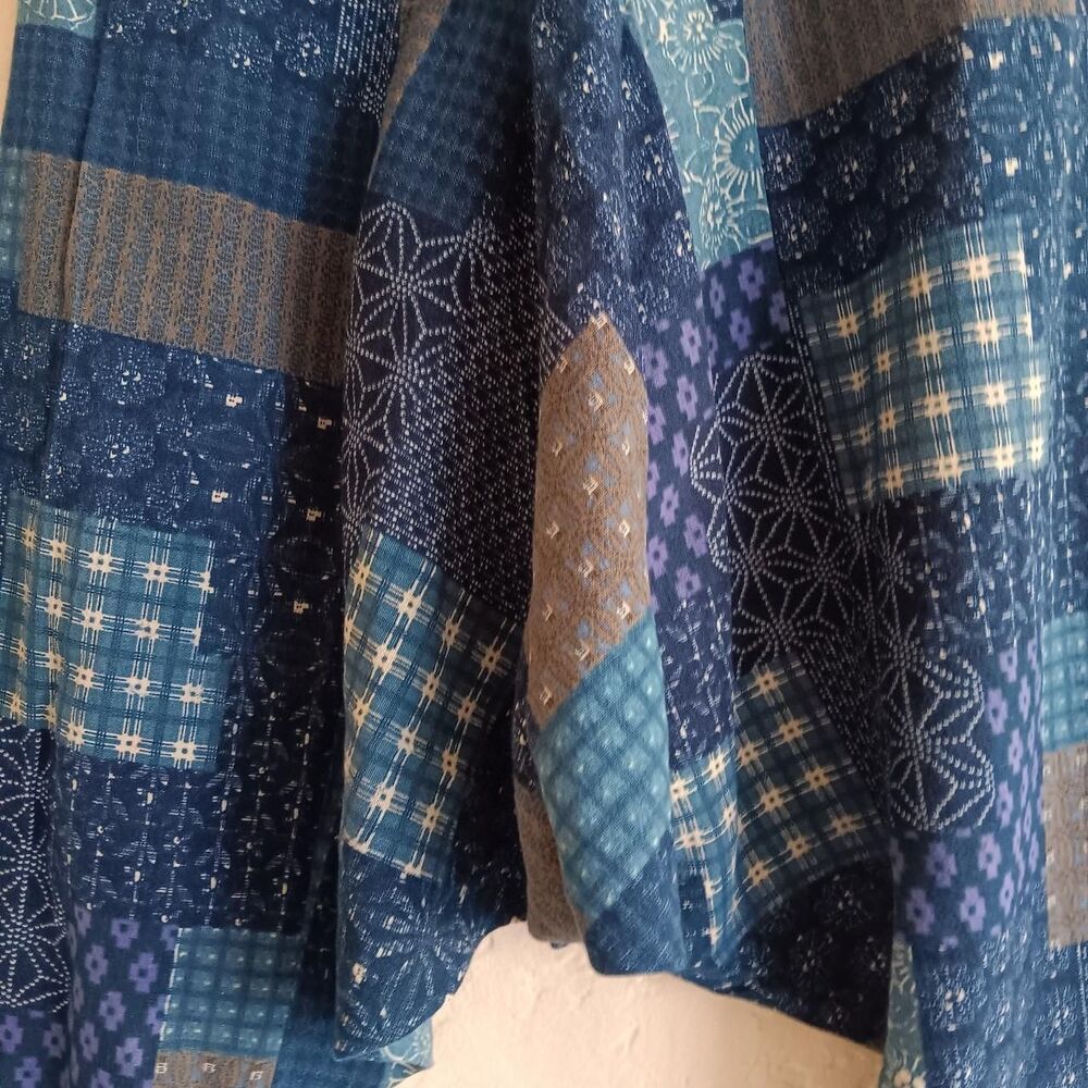 Patchwork Print Harem Pants Medium Men Blue Multi… - image 4